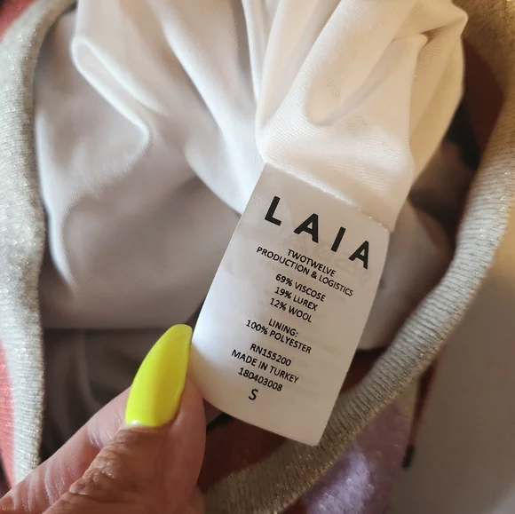 Anthropologie Laia Pink Purple Stripe Midi Knit Swing Skirt Size Small Mod Artsy - Picture 9 of 12